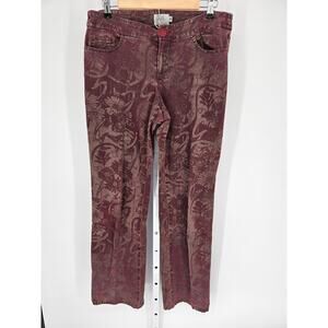 Morrissey Y? Women's Burgundy Floral Mid-Rise Straight Leg Jeans Size 8